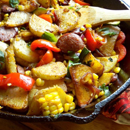 Sausage, Zucchini & Potato Skillet