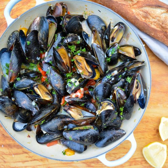 Grilled Mussels à la Marinière