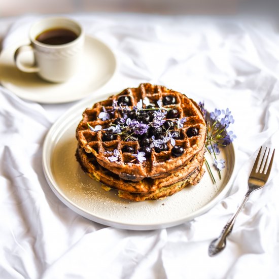 Blueberry Lavender Protein Waffles