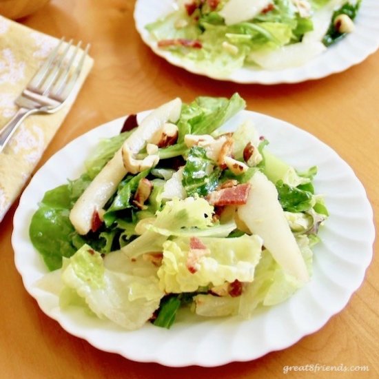 Pear Hazelnut Green Salad