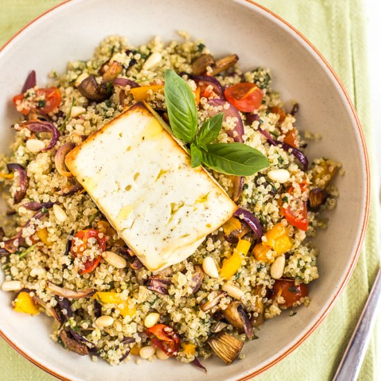 Roasted feta and quinoa bowls