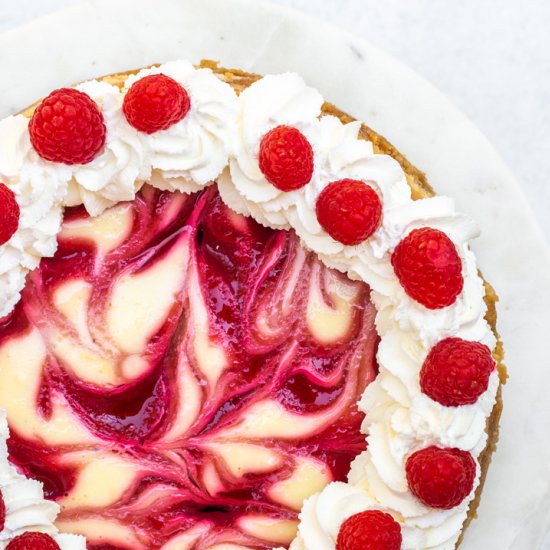 Raspberry Swirl Lemon Cheesecake