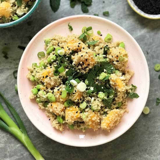 Mango Edamame Sesame Tahini Quinoa