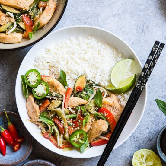 Spicy Thai Basil Chicken Stir Fry