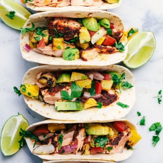 Spicy Blackened Salmon Tacos