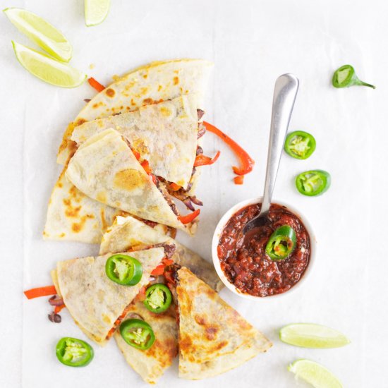 Quick Black Bean, Veggie Quesadilla