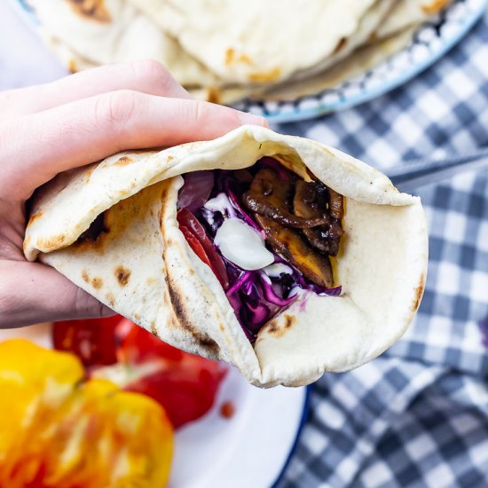 Mushroom Wraps with Pickled Onion