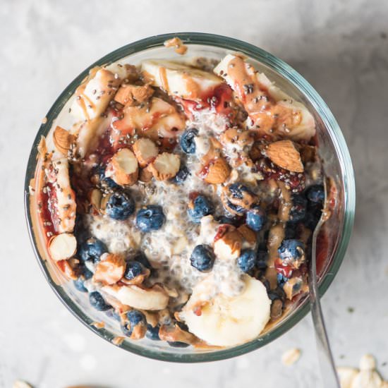 Blueberry Banana Chia Overnight Oat