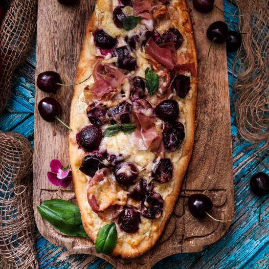 Cherry Prosciutto Naan Pizza