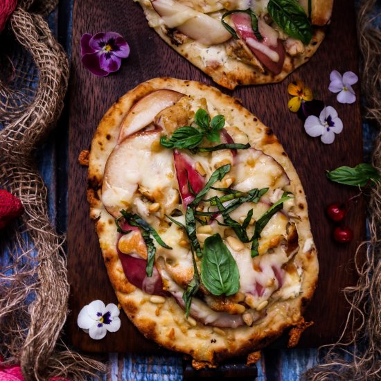 Peach Chicken Naan Pizza