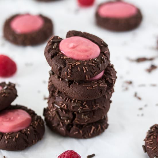 Choc Raspberry Thumbprint Cookies