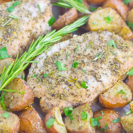 Sheet Pan Rosemary Herb Pork Chops