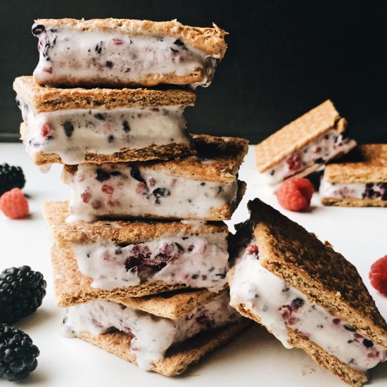 Banana Berry Nice Cream Sandwiches