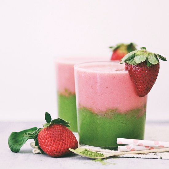 Matcha Strawberry Layered Smoothie