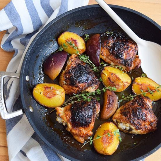 Roast Chicken with Honey, Peaches &