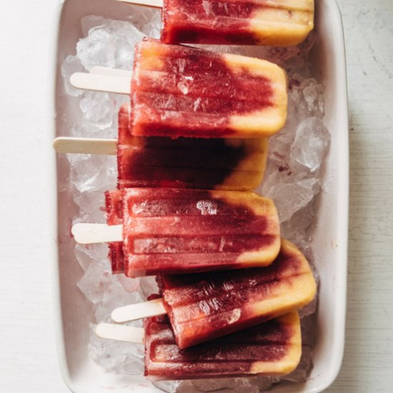 Peach, Hibiscus & Basil Popsicles