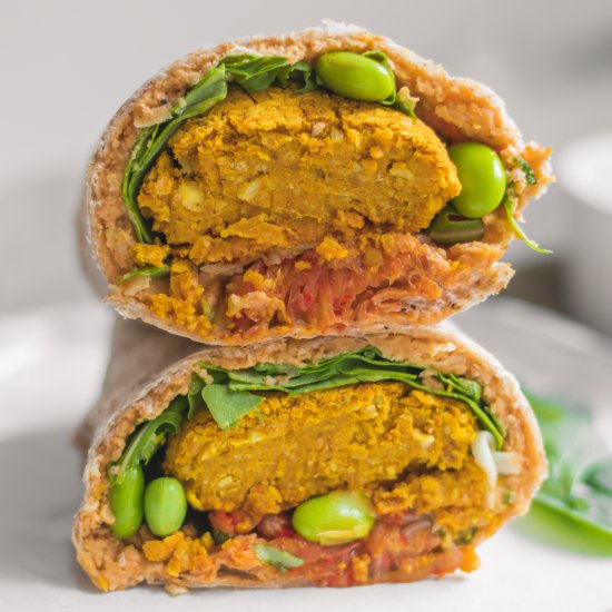 Vegan Edamame Falafel Wrap