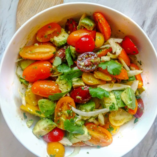 Tomato, Avocado and Onion Salad