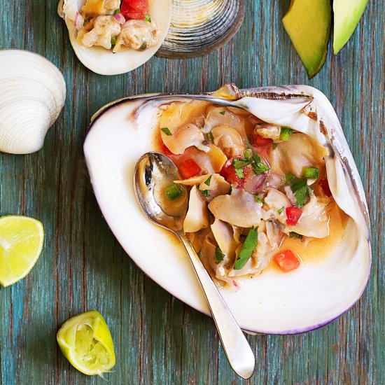 Clam Ceviche on the Half Shell