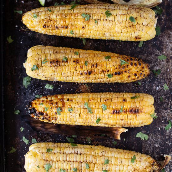 Grilled Corn With BBQ Coffee Rub