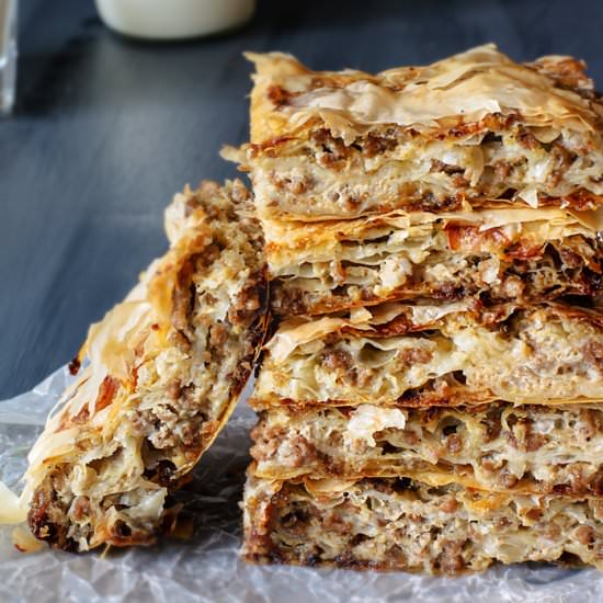 Layered Burek – Fillo Meat Pie