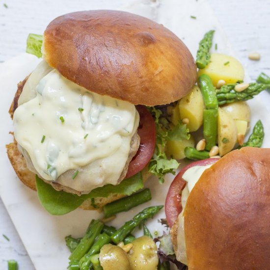 Turkey Burgers with Basil Mayo