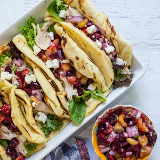 Grilled Naan Chicken Salad Wraps