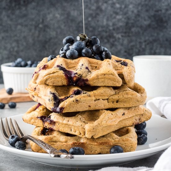 Blueberry Oat Flour Waffles