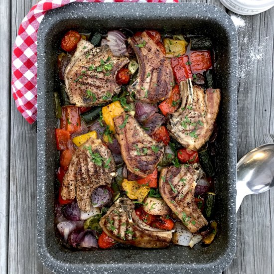 Lamb Cutlet and Vegetable Tray Bake