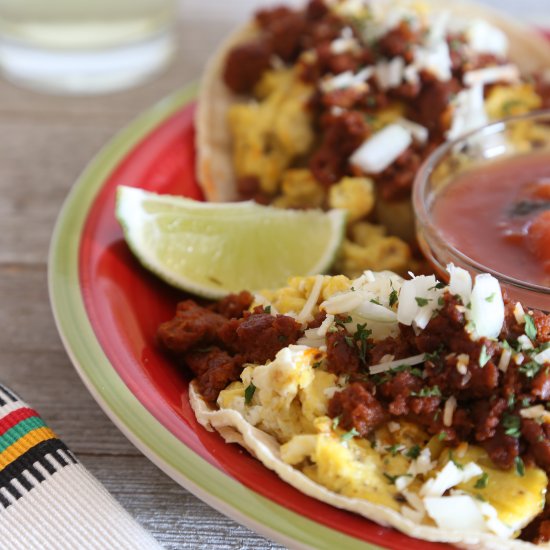 Chorizo Eggs & Potatoes Tacos