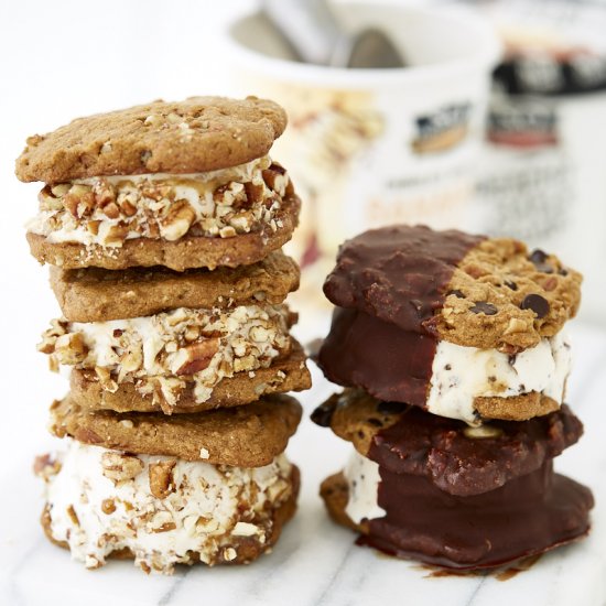 Caramel Pecan Ice Cream Sandwiches