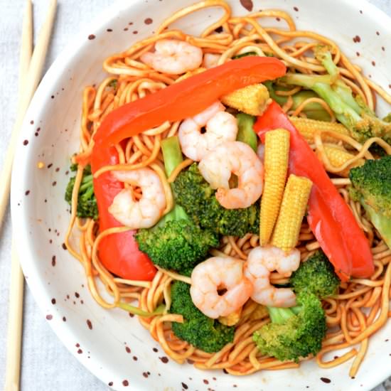 Simple Shrimp Chow Mein