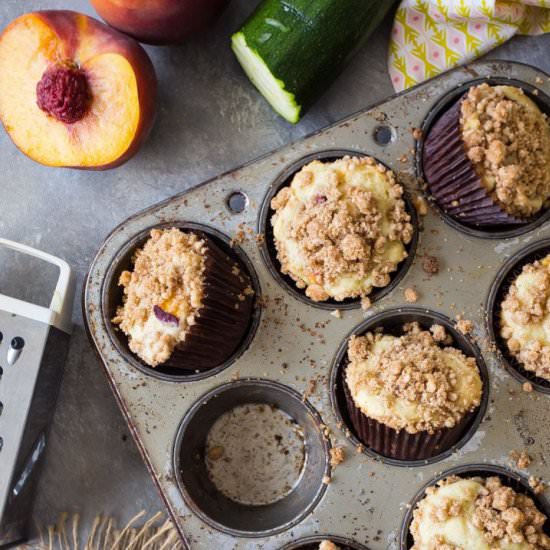 Peach Zucchini Crumb Muffins