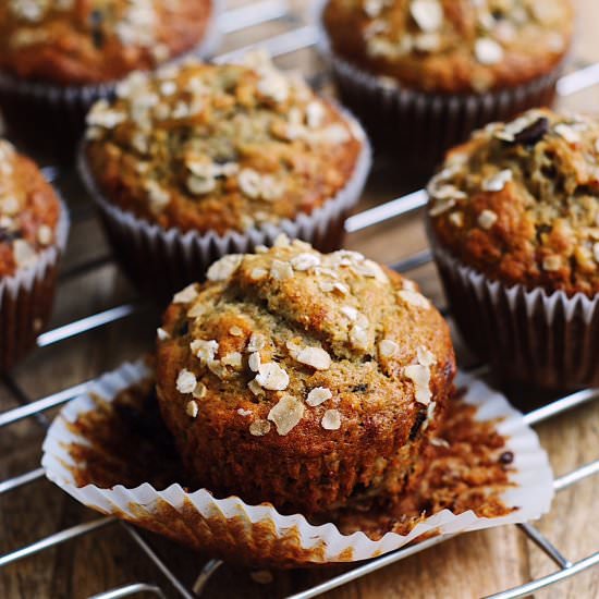 whole grain banana chocolate muffin