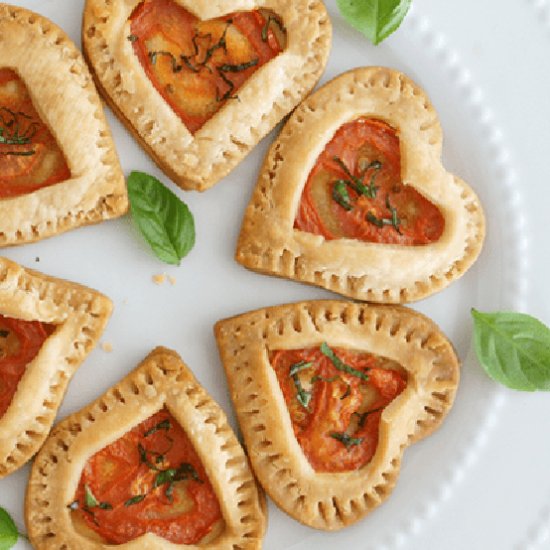 Blushing Hearts Mini Pizzas