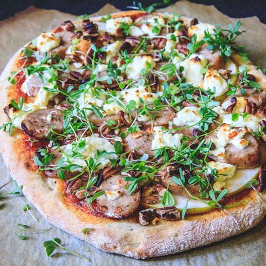 Gourmet Sausage, Goat Cheese Pizza