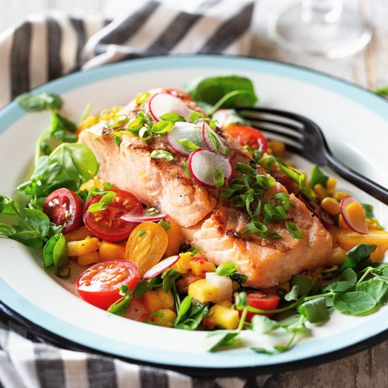 Grilled Salmon & Mango Corn Relish