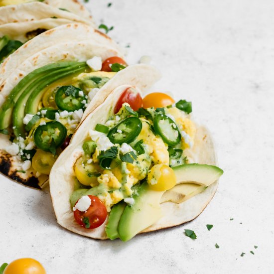 Avocado Chimichurri Breakfast Tacos