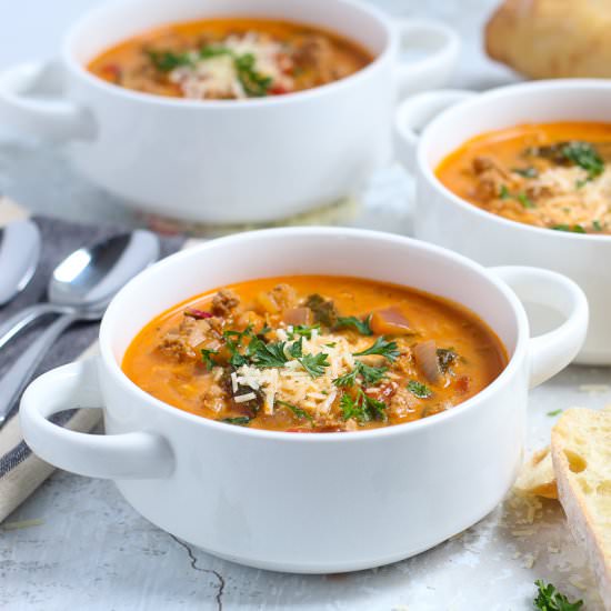 Spicy Sausage & Tomato Soup