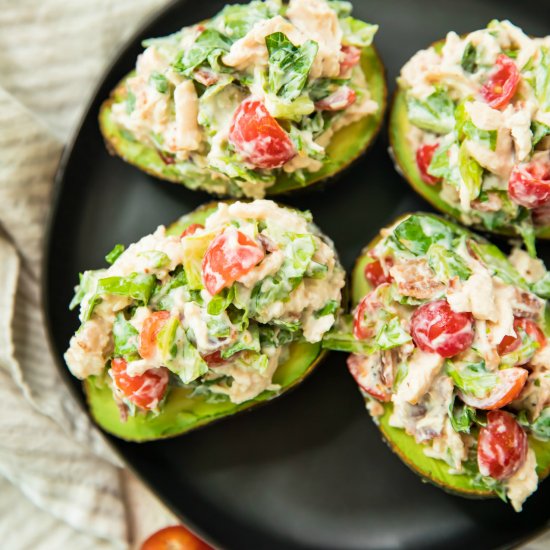 BLT Chicken Salad Stuffed Avocados