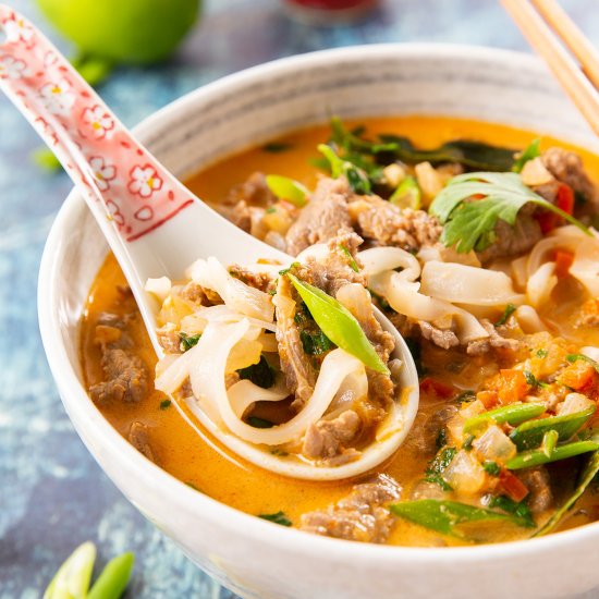 Thai Coconut Curry Beef Noodle Soup