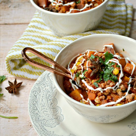 Pumpkin Spice Sweet Potato Chili