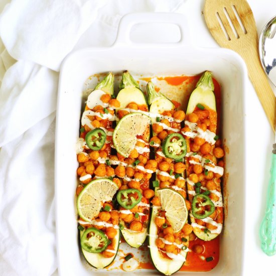 Buffalo chickpea zucchini boats