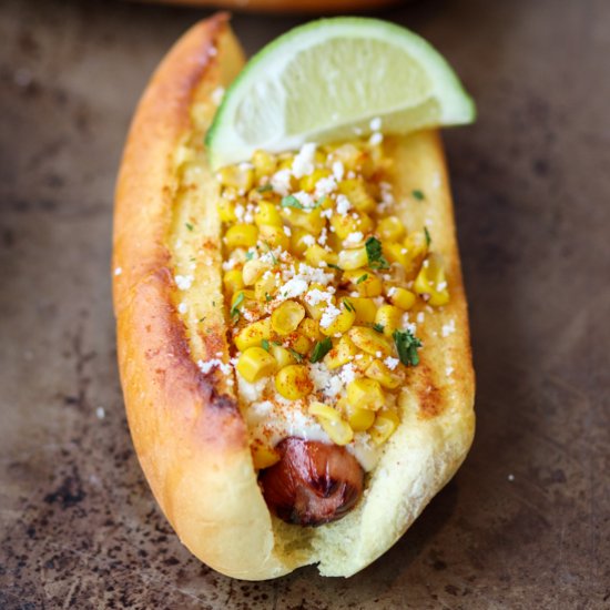 Elote Hot Dogs