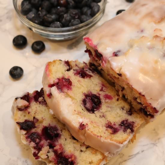 Lemon Blueberry Bread with a Glaze