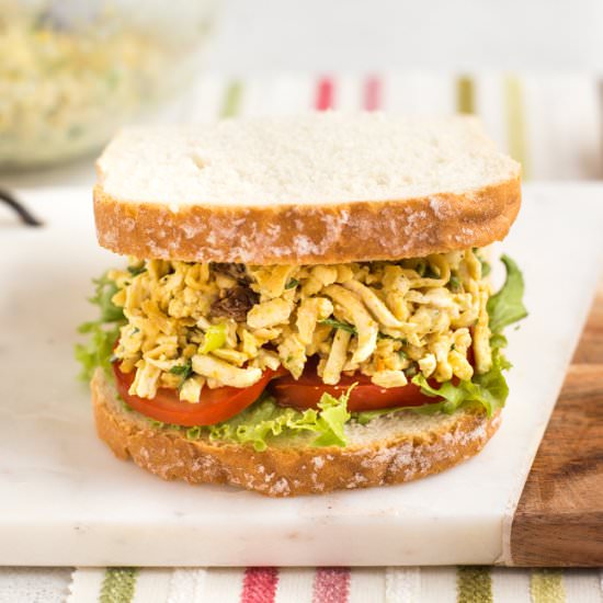 Coronation tofu salad sandwiches