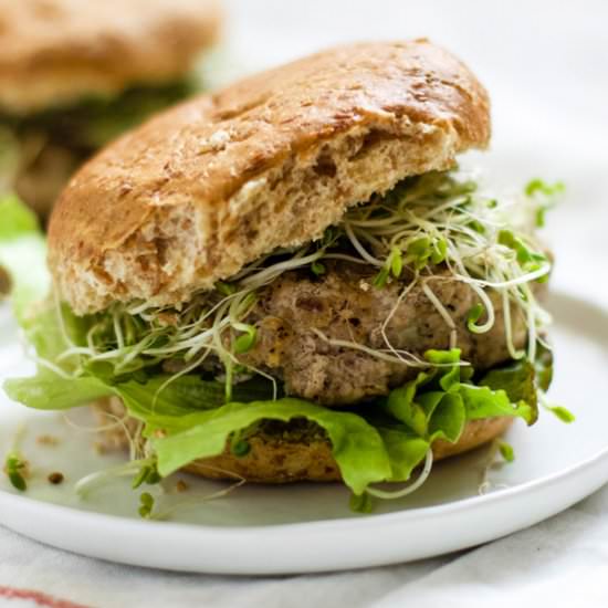 Turkey Pesto Walnut Burgers