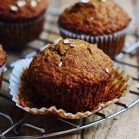 Pumpkin Banana Oat Muffins