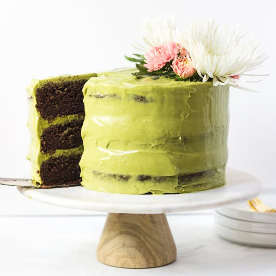 Mocha Cake w/ Matcha Frosting