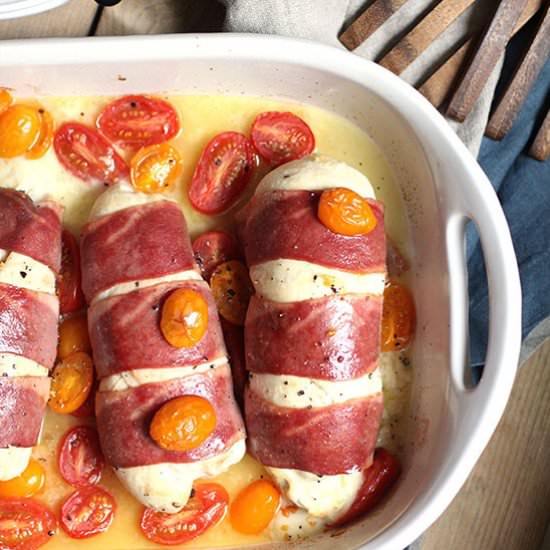 Turkey Bacon Wrapped Chicken Breast